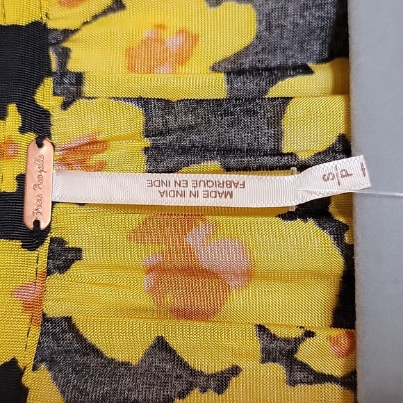 NWT Free People yellow black balloon sleeve love letter hi/low tunic dress - Picture 10 of 13